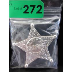 New! 5 Troy Oz. - Silver Sheriff Badge Bar