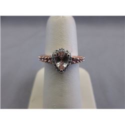 .65 CT "Pear-Shape" Morganite & Diamond Ring