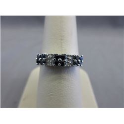 Blue Sapphire & Diamond-set Band-Style Ring