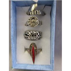 4 Estate Sterling Silver Rings