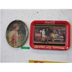 2 Coca-Cola tin trays