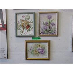 3 Hand painted tiles