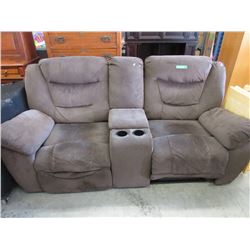 Double reclining sofa - brown microfiber