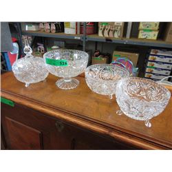 4 Crystal footed bowls