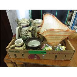 Avon steins, glass centerpiece bowl & more