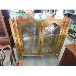Burl walnut china cabinet - 1930s