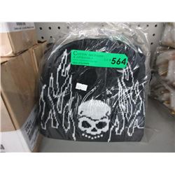 10 Knitted toques - black with white skulls