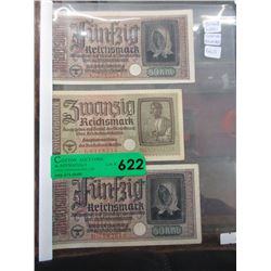 3 WWII Nazi banknotes