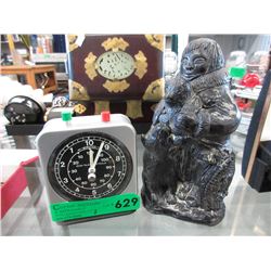 Wolf sculpture & timing clock