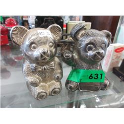 Pair of silver plated bear banks