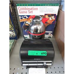 Insulated jug, game set & CD organizer