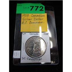 1958 Canadian Silver Dollar Coin