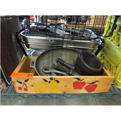 Electric warming tray & cast iron dishes