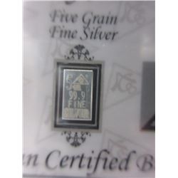 5 x .999 Fine Silver Investor Bars