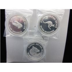 3 x .999 Fine Silver Australia Mint Round