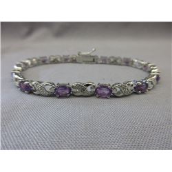 6.02 CTW Amethyst Tennis Bracelet set with Diamond