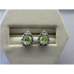 New 1/2 CT Peridot & Diamond Stud Earrings