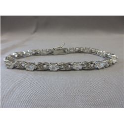 White Topaz & Diamond Infinity Design Bracelet