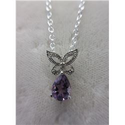 Pear Cut Amethyst & Diamond Necklace