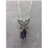 Image 1 : Pear Cut Amethyst & Diamond Necklace