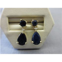 New Black Sapphire & Diamond Dangle Earrings