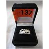 Image 2 : Sterling Silver Filigree Ring set with 3 Diamonds