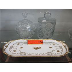 Rosenthal dish & 2 crystal candy jars