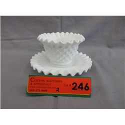 Hobnail Fenton milk glass bowl & plate
