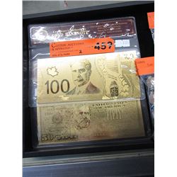 2 Gold foil novelty bank notes