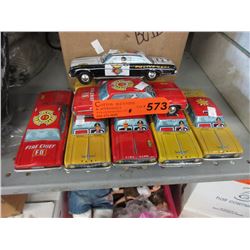 8 Tin Friction Cars - 1960s