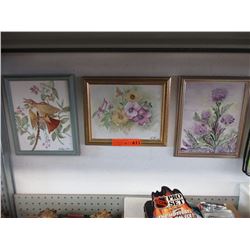 3 Hand painted tiles