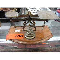 Vintage scale with brass weights