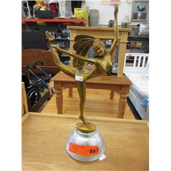 Vintage hood ornament on aluminum stand