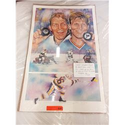 Autographed Brett Hull & Bobby Hull lithograph