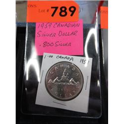 1959 Canadian Silver Dollar Coin