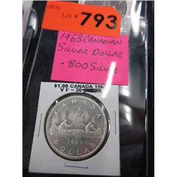1963 Canadian Silver Dollar Coin