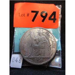 1908 French Indo-China Piastre