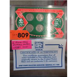 6 x 1930's USA Indian head buffalo nickels
