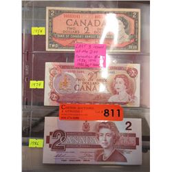 Last 3 issues of the $2 Canadian bill