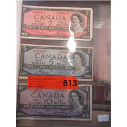 3 Canadian 1954 bank notes