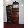 Image 2 : Antique Oak Curved Glass Secretary with bevelled mirror
