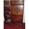 Image 3 : Antique Oak Curved Glass Secretary with bevelled mirror