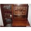 Image 4 : Antique Oak Curved Glass Secretary with bevelled mirror