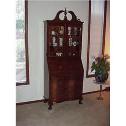 Walnut Drop Front Secretary with China Top