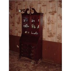 Walnut Drop Front Secretary with China Top