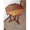 Image 2 : Ornate Lamp Table, turned legs, dimensions are 26” high x 21” diameter.