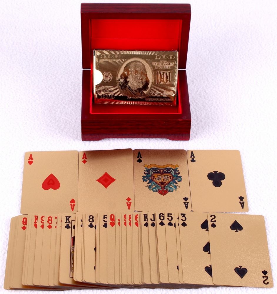 Complete Set of (52) Pure 24K 99.9% Gold Leafed Playing Cards with ...