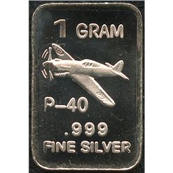1 Gram .999 Silver P-40 Fighter Bullion Bar