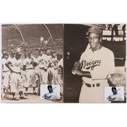 Lot of (2) Jackie Robinson Dodgers 11x14 Sepia Photos with 2x3 Art Cards by Anthony Douglas