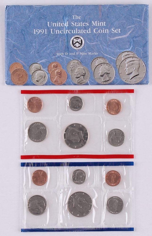 1991 United States Mint Uncirculated Coin Set with D and P Marks